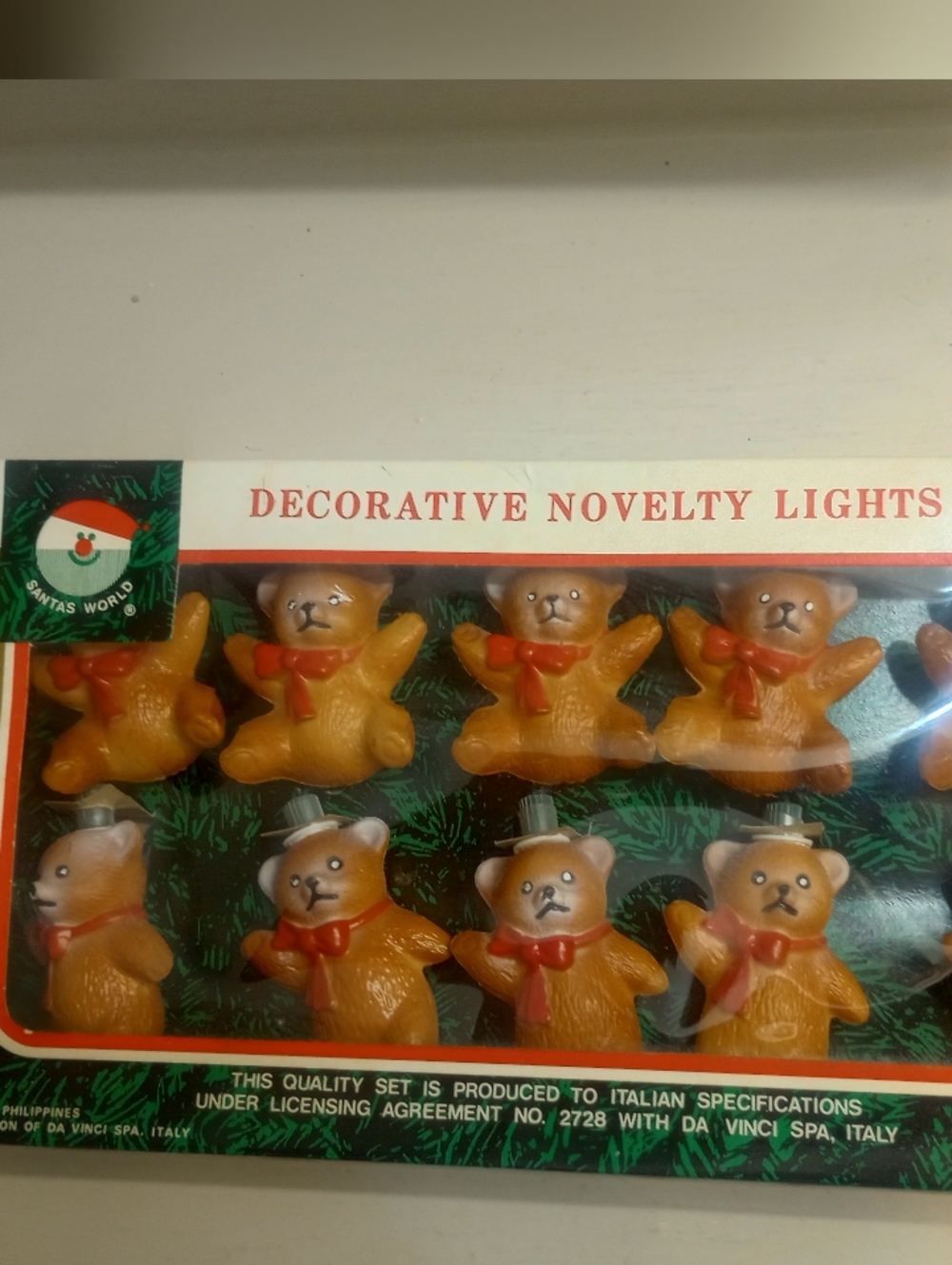 Santa's World Vintage Teddy Bear Light String New In Box